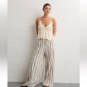 American Eagle Outfitters Cream Crochet Trim Tank Top